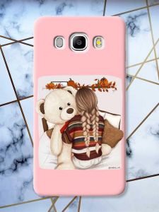 Матовий рожевий чохол на Samsung Galaxy J5(2016) J510 дизайн Дівчинка з ведмедиком принт 117