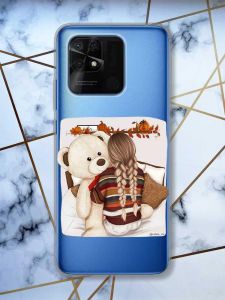 Прозорий чохол на Xiaomi Redmi 10C дизайн Дівчинка з ведмедиком принт 117
