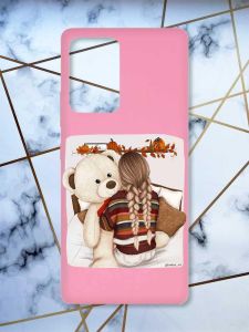Матовий рожевий чохол на Samsung Galaxy A52 дизайн Дівчинка з ведмедиком принт 117