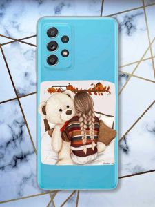 Прозорий чохол на Samsung Galaxy A52 дизайн Дівчинка з ведмедиком принт 117