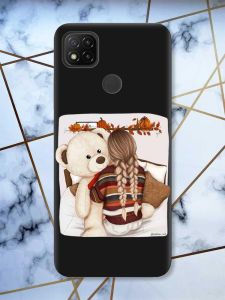 Матовий чорний чохол на Xiaomi Redmi 9C / 10A дизайн Дівчинка з ведмедиком принт 117