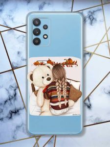 Прозорий чохол на Samsung Galaxy A32  дизайн Дівчинка з ведмедиком принт 117