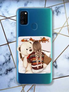 Прозорий чохол на Samsung Galaxy M30s/М21  дизайн Дівчинка з ведмедиком принт 117
