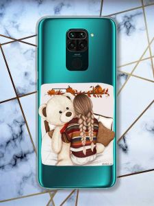 Прозорий чохол на Xiaomi Redmi Note 9 дизайн Дівчинка з ведмедиком принт 117