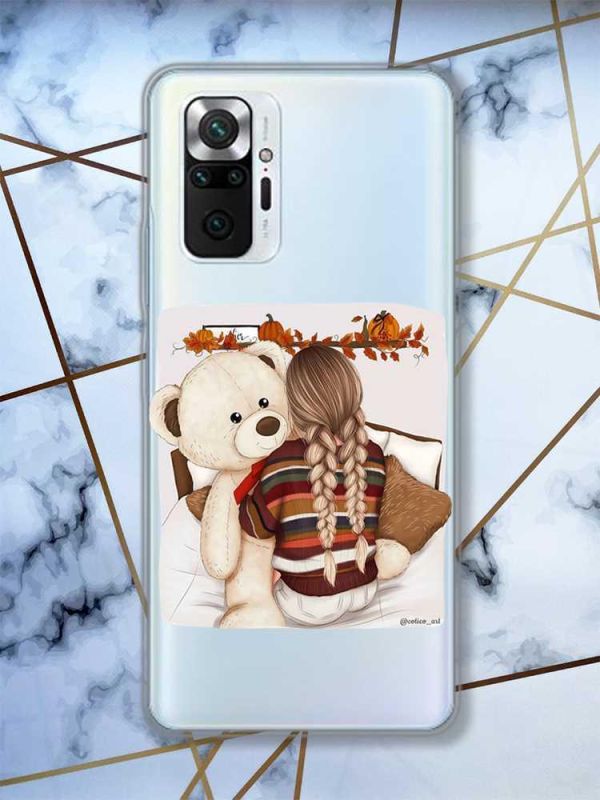 Прозорий чохол для Xiaomi Redmi Note 10 Pro/10 Pro Max :: Дівчинка з ведмедиком | принт 117