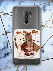 Прозорий чохол на Xiaomi Redmi 9 дизайн Дівчинка з ведмедиком принт 117
