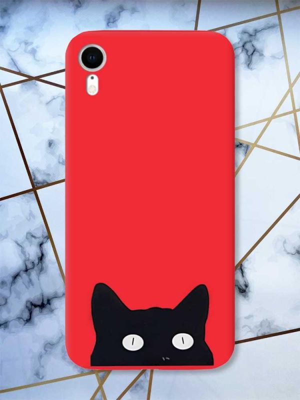 Матовий червоний чохол на Apple iPhone XR дизайн Котик принт 119