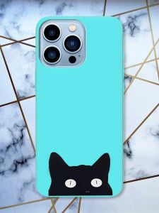 Матовий бірюзовий чохол на Apple iPhone 13 Pro Max дизайн Котик принт 119