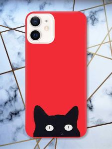 Матовий червоний чохол на Apple iPhone 12 / 12 Pro (6.1) дизайн Котик принт 119