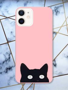 Матовий рожевий чохол на Apple iPhone 12 / 12 Pro (6.1) дизайн Котик принт 119