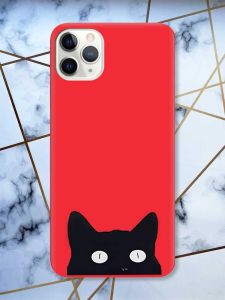 Матовий червоний чохол на iPhone 11 Pro Max (6.5) дизайн Котик принт 119