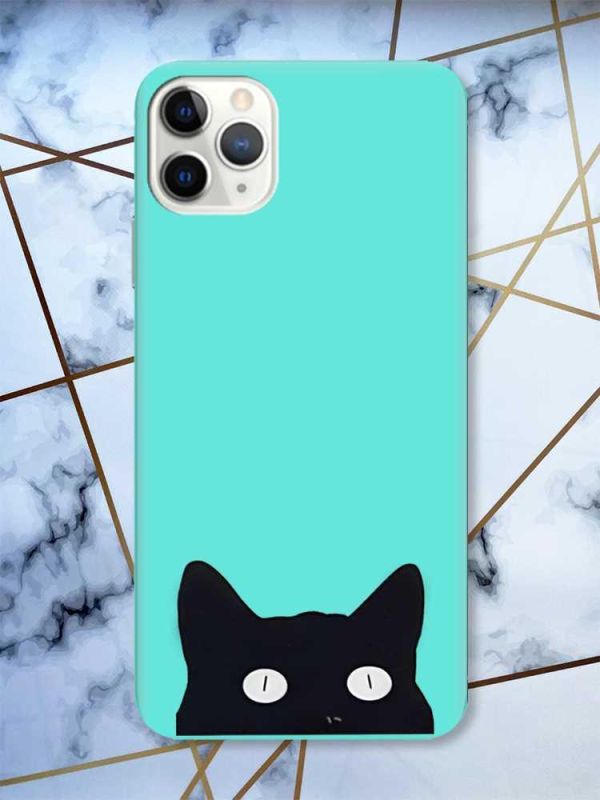 Матовий бірюзовий чохол на iPhone 11 Pro Max (6.5) дизайн Котик принт 119