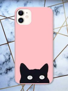 Матовий рожевий чохол на Apple iPhone 11 (6.1) дизайн Котик принт 119