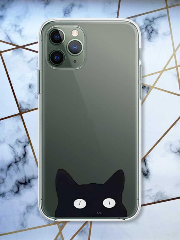 Прозорий чохол на iPhone 12 / 12 Pro дизайн Котик принт 119
