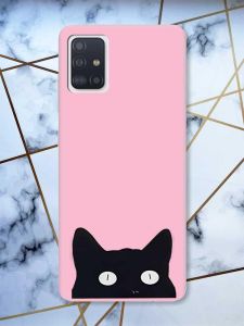 Матовий рожевий чохол на Samsung Galaxy A51 дизайн Котик принт 119