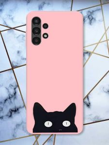 Матовий рожевий чохол на Samsung A13 4G дизайн Котик принт 119