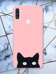 Матовий рожевий чохол на Samsung Galaxy A11 дизайн Котик принт 119
