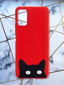 Матовий червоний чохол на Xiaomi Redmi Note 11 4G дизайн Котик принт 119