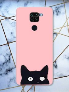 Матовий рожевий чохол на Xiaomi Redmi Note 9 дизайн Котик принт 119