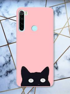 Матовий рожевий чохол на Xiaomi Redmi Note 8 дизайн Котик принт 119
