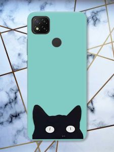 Матовий бірюзовий чохол на Xiaomi Redmi 9C / 10A дизайн Котик принт 119