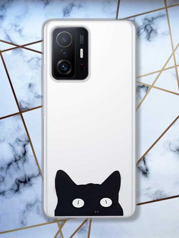 Прозорий чохол на Xiaomi 11T  дизайн Котик принт 119
