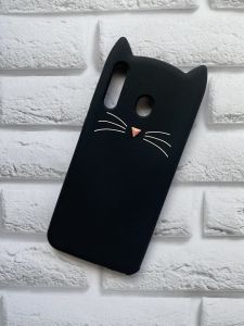 Силіконовий чохол для Samsung Galaxy M30 Кіт з вусами чорний