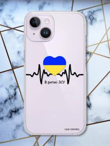 Прозорий чохол із захистом камери на iPhone 14 патріотичний дизайн В ритмі ЗСУ принт 70