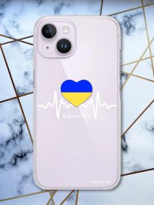 Прозорий чохол із захистом камери на iPhone 14 патріотичний дизайн В ритмі ЗСУ принт 71