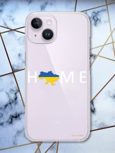 Прозорий чохол із захистом камери на iPhone 14 патріотичний дизайн Дім Україна принт 73