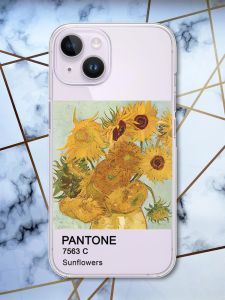 Прозорий чохол із захистом камери на iPhone 14 дизайн Соняхи принт 81