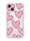 Прозорий чохол із захистом камери на iPhone 14 дизайн Сердечка рожеві принт 78