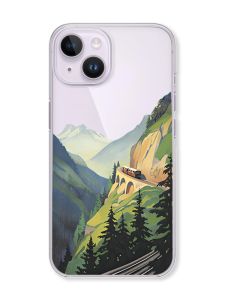 Прозорий чохол із захистом камери на iPhone 14 дизайн Гори принт 87