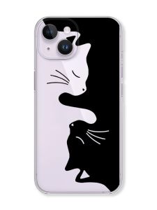 Прозорий чохол із захистом камери на iPhone 14 Котики (принт 118)