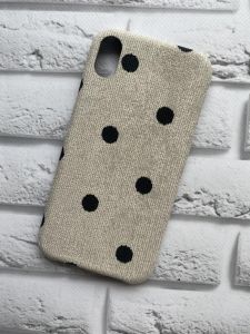 Силіконовий чохол, обтягнутий тканиною, для iPhone XR Сірий в горошок