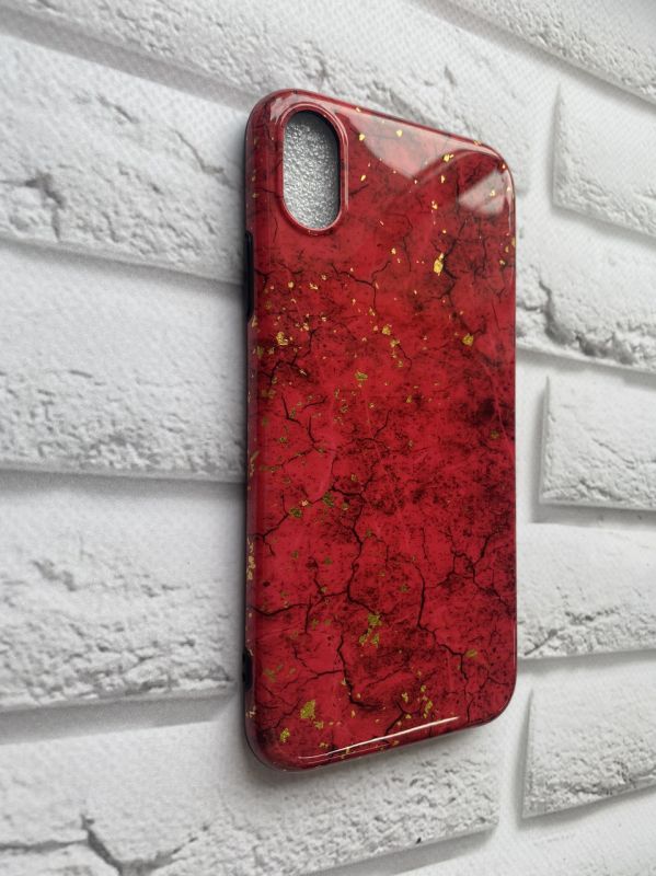 Мармуровий силіконовий чохол для iPhone XR Червоний