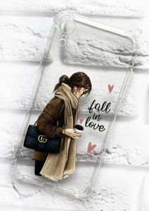 Чохол із потовщеними кутами на Apple iPhone XR дизайн Дівчина з кавою принт 112