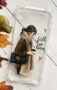 Чохол з потовщеними кутами на iPhone 7 / 8 / SE 2020 дизайн Дівчина з кавою принт 112