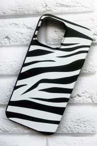 Матовий чорний чохол на Apple iPhone 13 Pro Max дизайн Зебра принт 92