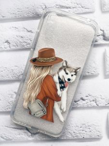 Прозорий чохол на Xiaomi Redmi 9A Дівчина з песиком принт 115