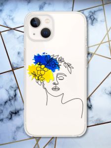 Прозорий силіконовий чохол із захистом камери на iPhone 14 Plus Українка Арт принт 3
