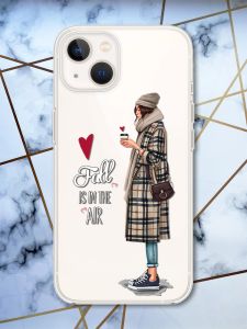 Чохол із захистом камери на iPhone 14 Plus Дівчина з кавою принт 59