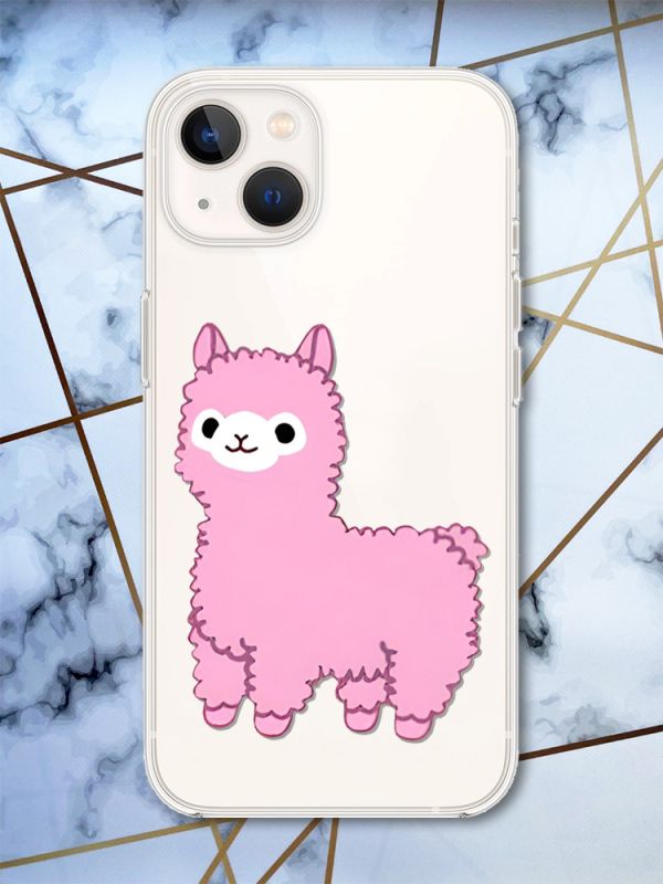 Чохол із захистом камери на iPhone 14 Plus :: Лама рожева (принт 100)