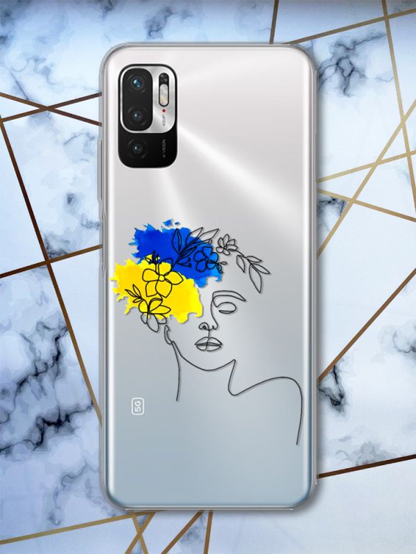 Прозорий чохол на Xiaomi Redmi Note 10 5G патріотичний дизайн Українка Арт принт 3