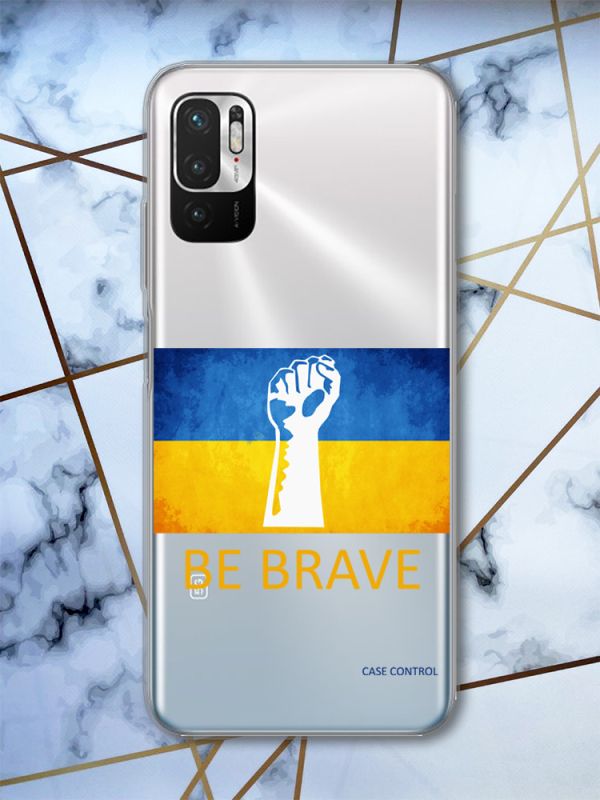 Прозорий чохол на Xiaomi Redmi Note 10 5G патріотичний дизайн Мужність Україна принт 42