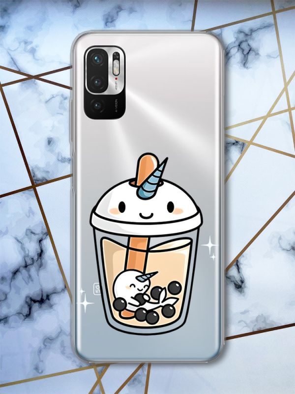 Прозорий чохол на Xiaomi Redmi Note 10 5G дизайн Коктейль Єдиноріг принт 96