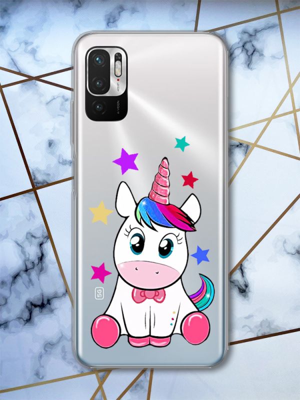 Прозорий чохол на Xiaomi Redmi Note 10 5G дизайн дизайн Єдиноріг принт 102