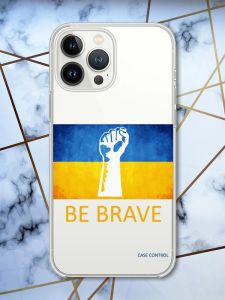 Прозорий чохол із захистом камери на iPhone 14 Pro патріотичний дизайн Мужність Україна принт 42