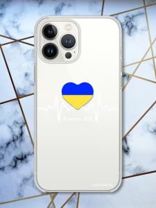 Прозорий чохол із захистом камери на iPhone 14 Pro патріотичний дизайн В ритмі ЗСУ принт 71