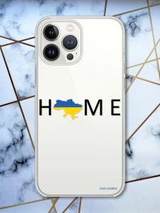 Прозорий чохол із захистом камери на iPhone 14 Pro патріотичний дизайн Дім Україна принт 72